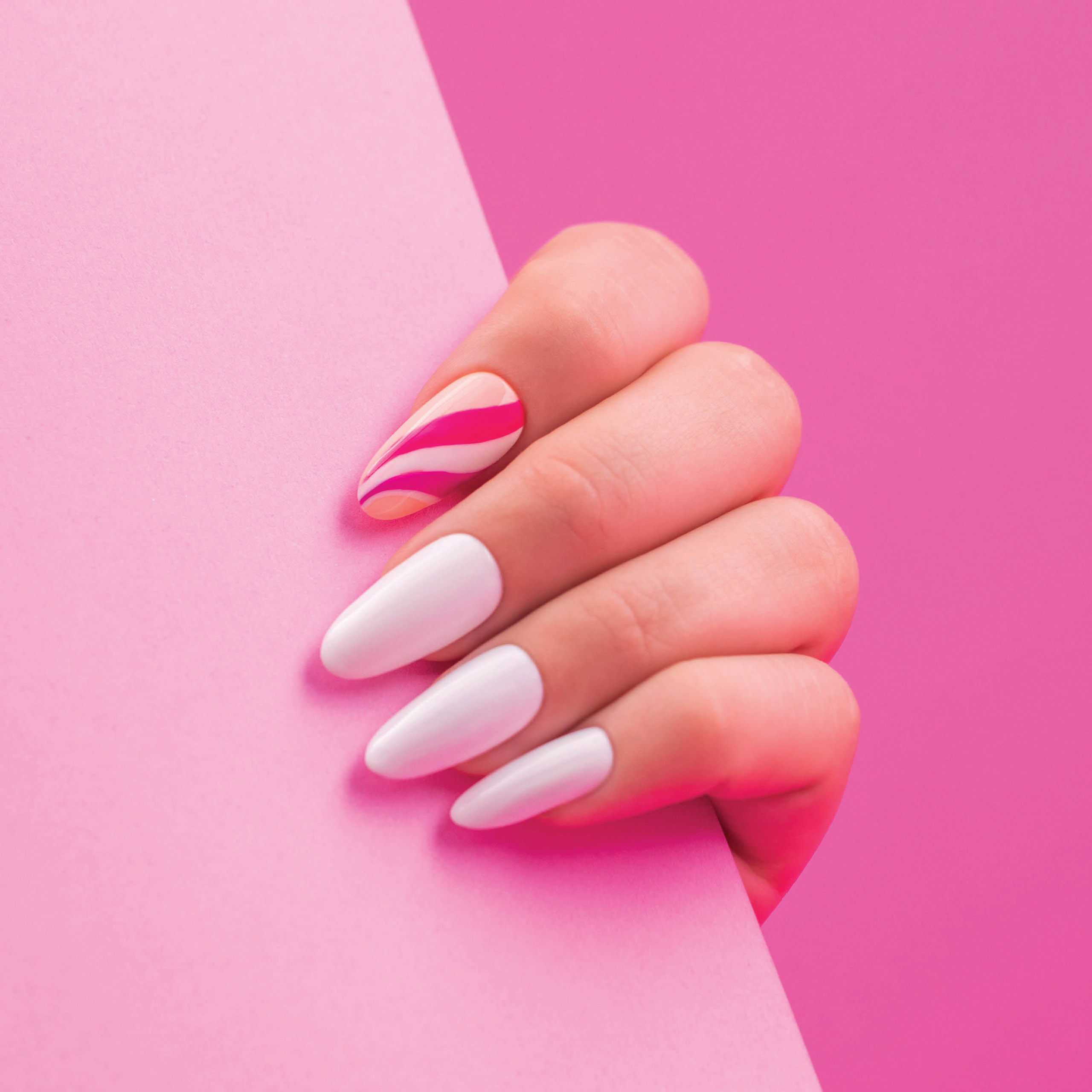Pink nail polish hand shot