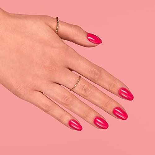 A deep, bright pink nail polish