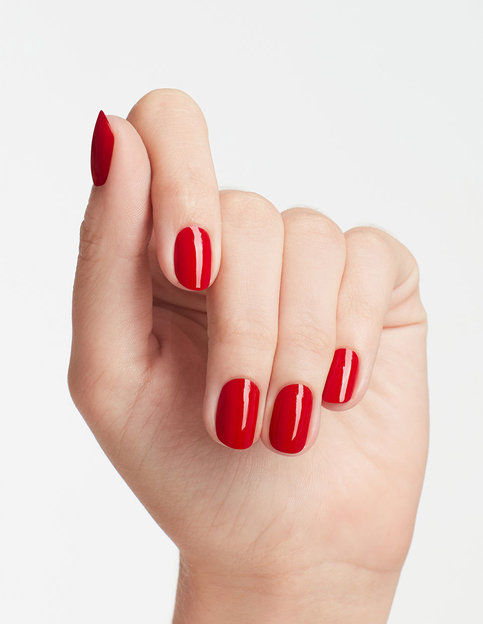 Glossy red nail polish