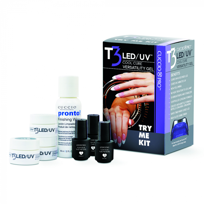 A collection of Cuccio Pro nail care products