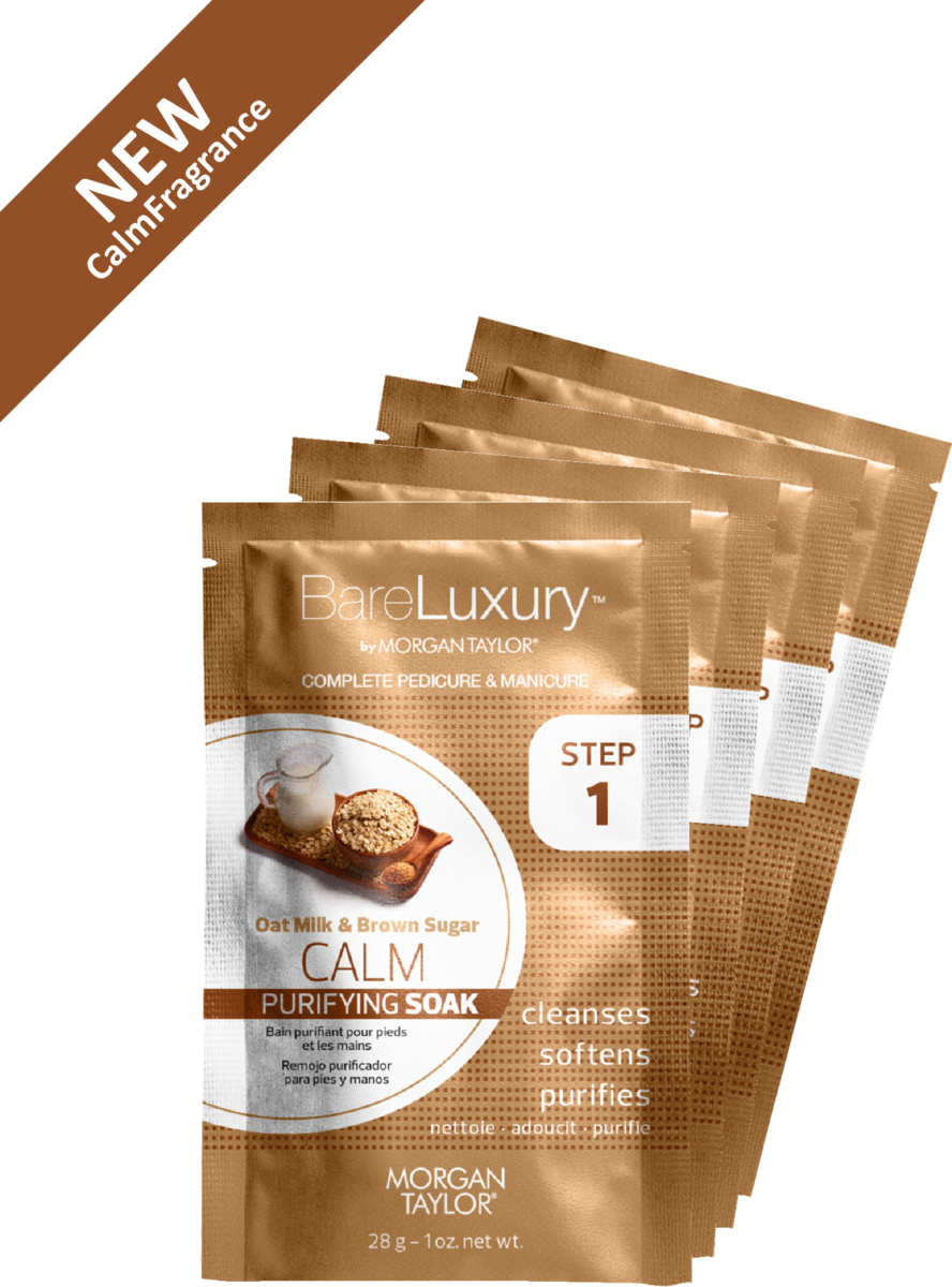 The newest addition to the BareLuxury CALM fragrance family, Oat Milk & Brown Sugar by Morgan Taylor.