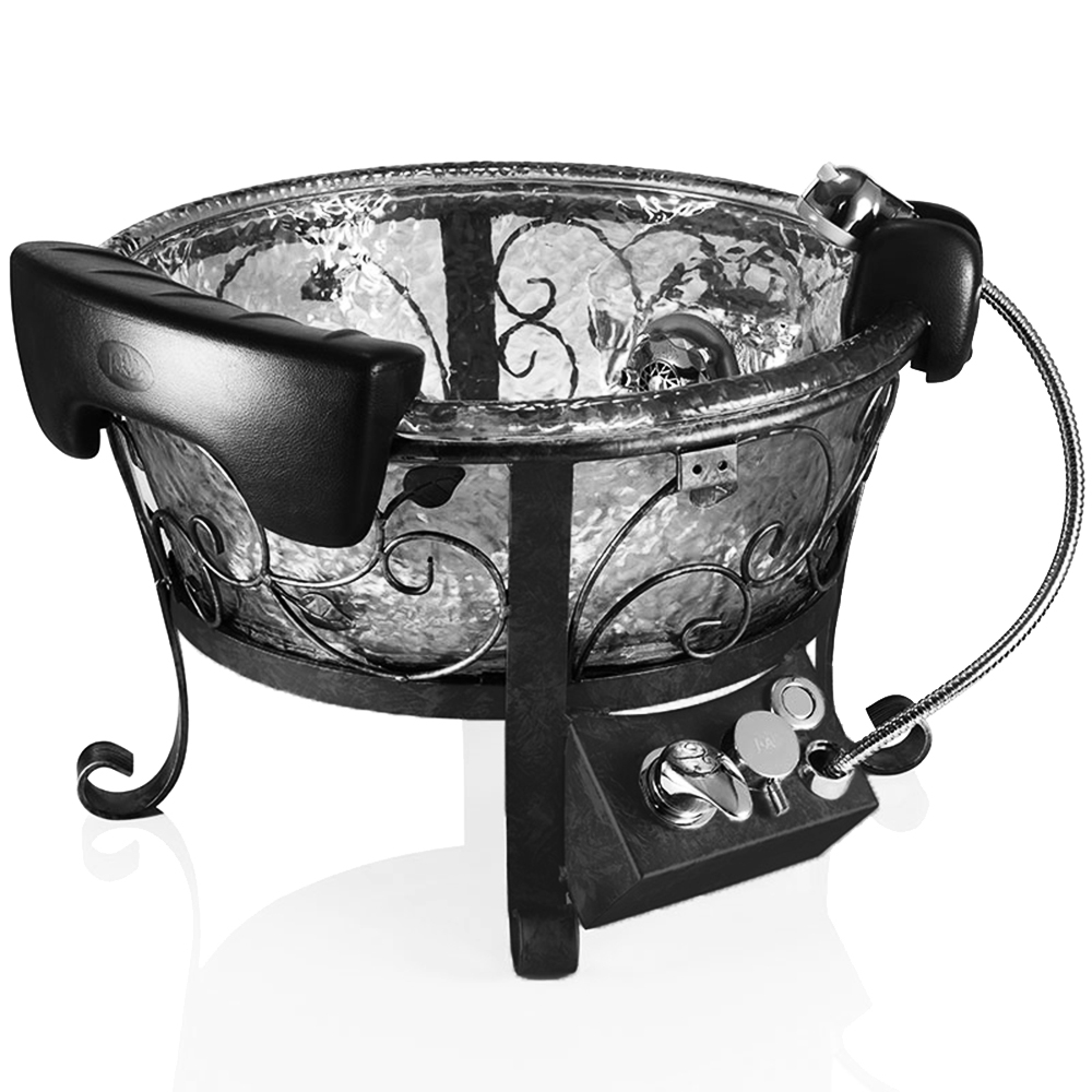 A portable glass pedicure bowl in black