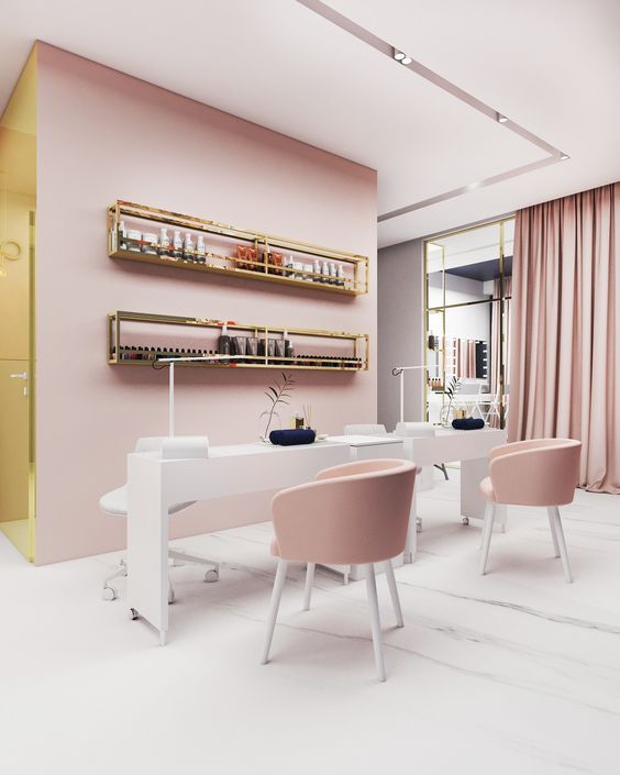 Nail salon's interior in pink