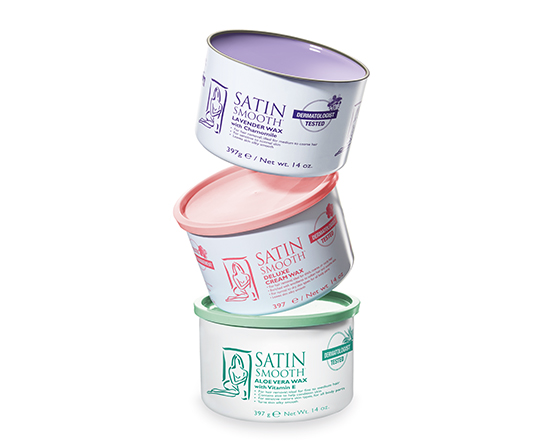 Satin Smooth waxes types, containers. Hard wax. Soft Wax. Aloe vera Wax