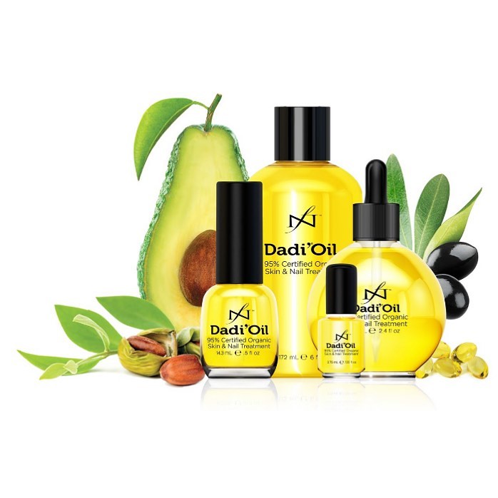Dadi’ Oil bottle from Famous Names contains avocado, olives, nuts and mint.