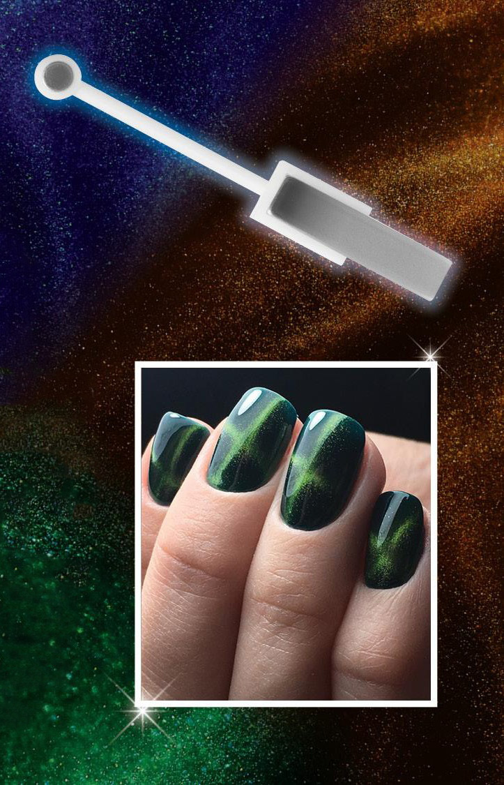 faceless woman nails painted with green gel polish from the new Entity gel polish.