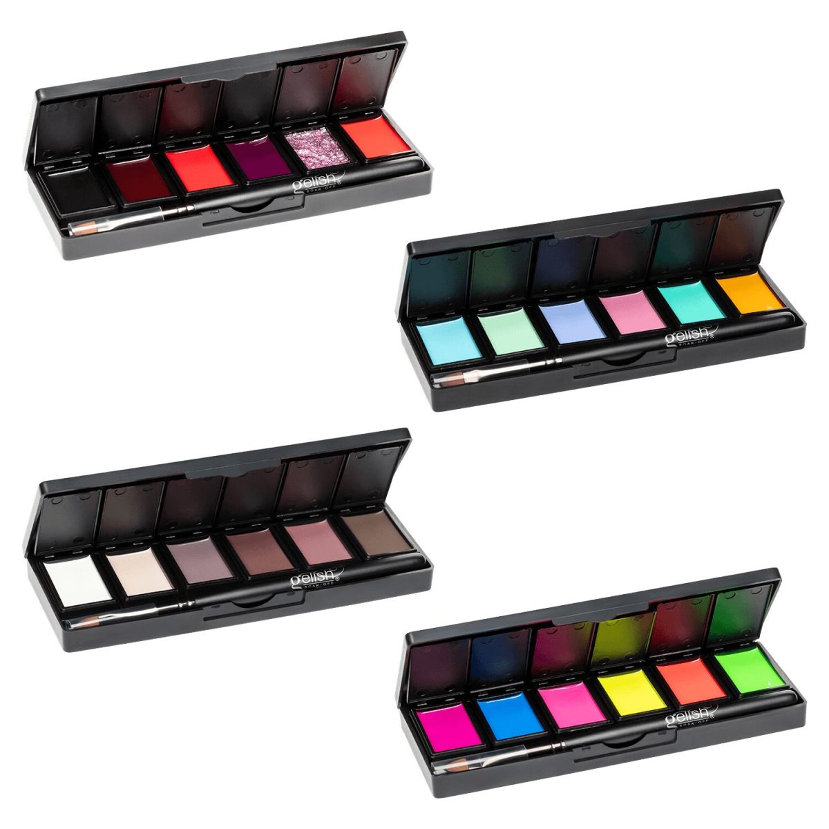 The NEW four Gelish Solid Cream Gels Palettes display on a white background.
