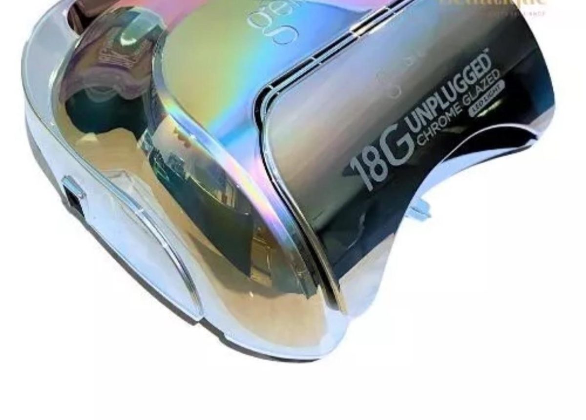 The design and aesthetics of the Gelish 18G Unplugged Chrome Glazed LED/UV lamp.
