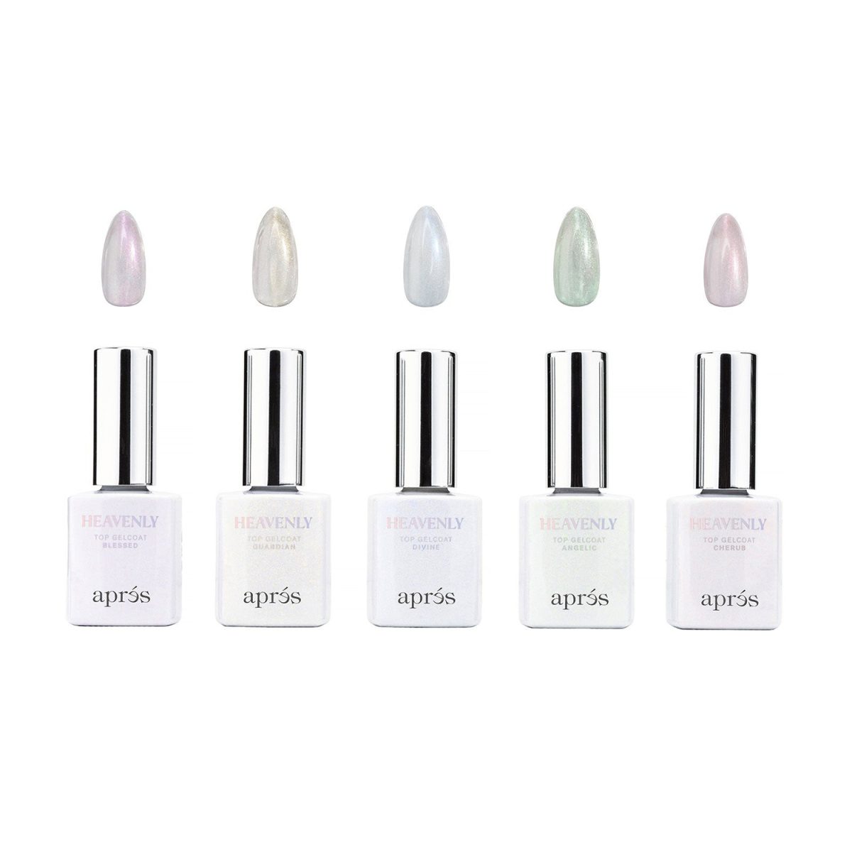 Apres Heavenly Top Coat colos. Apres Heavenly Top Coat 5 shades.