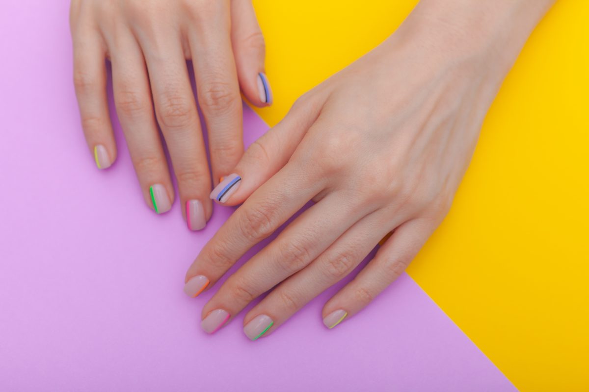 spring nail styles. creative manicure. multi-colored nails.