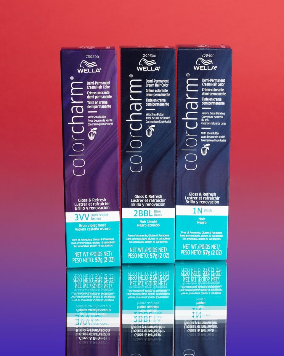 Demi-Permanent Color (Color Charm Demi) displayed in three vibrant shades.