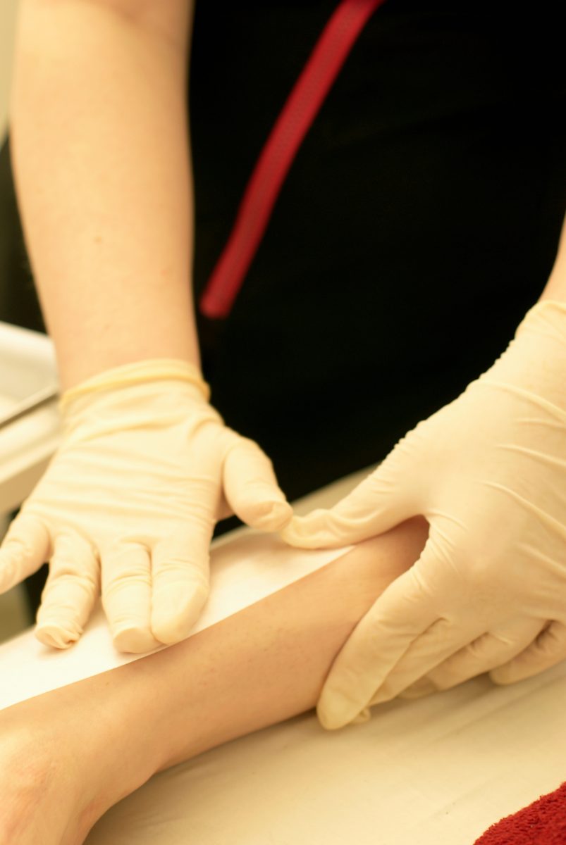Close up of leg waxing