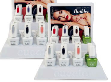 Dark Shades Collection shades featuring the Brush-On Builder Gel formula. Complete display set from the Dark Shades Collection.
