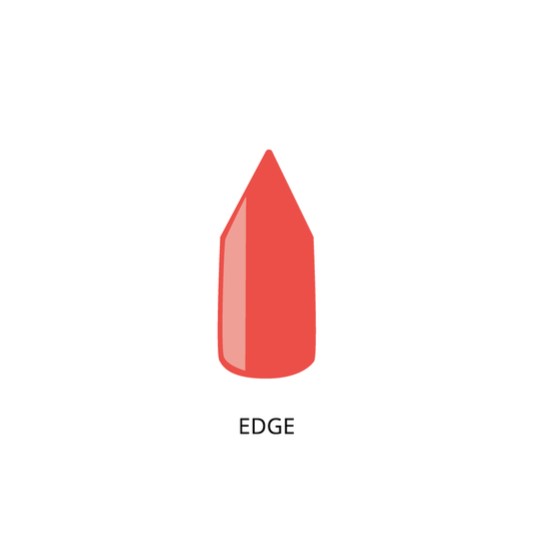 Edge nail shape. Red painted nail.