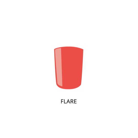 Flare nail shape. Red painted nail.