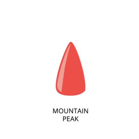 Mountain Peak nail shape. Red painted nail. female invoices nail with red polish. Nails care and fashion manicure in beauty salon for women.