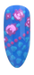 Floral Delight. A nail with a blue base color decorated with pink flowers and small hearts.