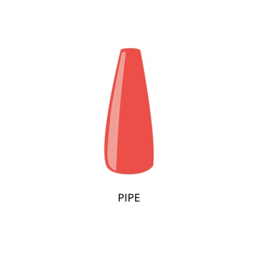 Pipe nail shape. Red painted nail. female invoices nail with red polish. Nails care and fashion manicure in beauty salon for women.