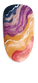 CND summer nails. nail designs. colorful nail design. Marble nail. A nail with a marbled effect, showcasing swirls of purple, yellow and pink.