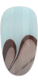Swirl Pattern. A nail with a light blue base color and a brown abstract swirl design.