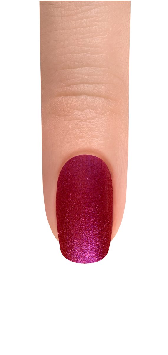 Purple painted nails. 