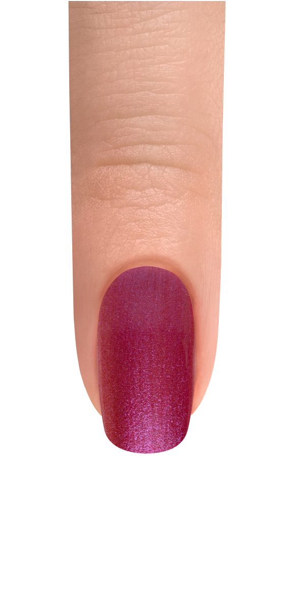 Purple painted nails.