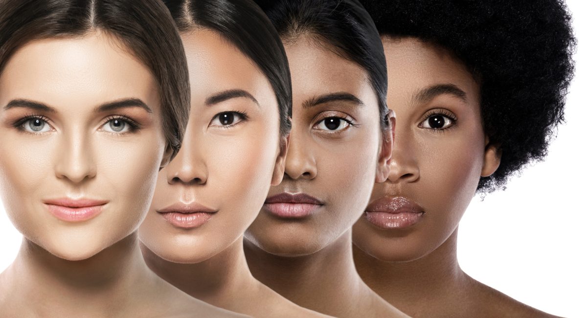 Multi-ethnic beauty. Different ethnicity women - Caucasian, African, Asian and Indian. eyebrow shapes.