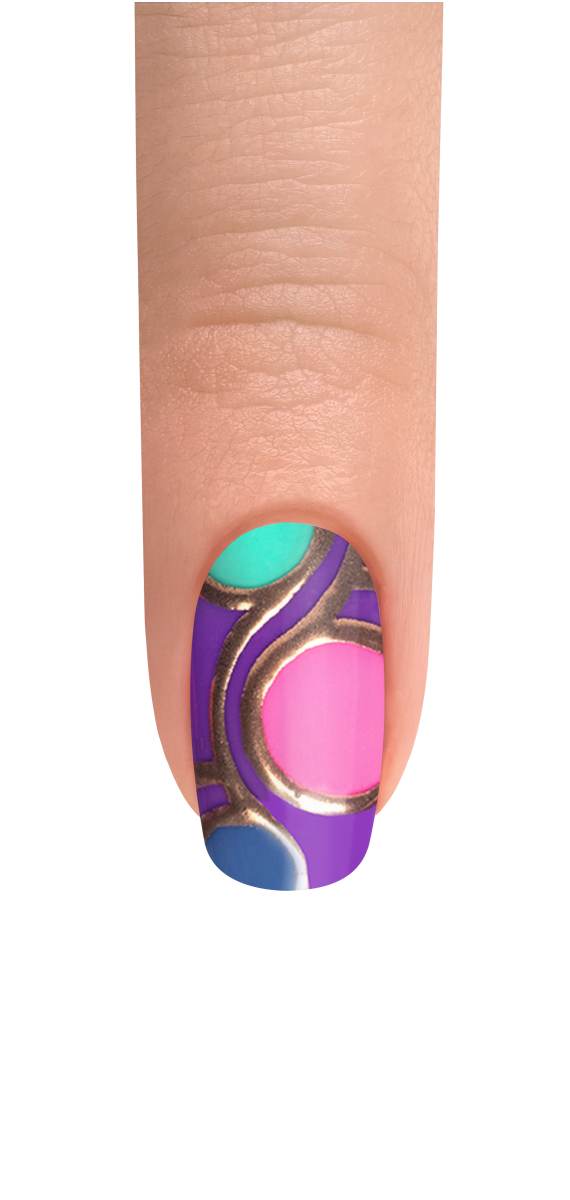 Walk and Talk (Gelish Summer 2025 Collection): A bold geometric nail art design from the Gelish Summer 2025 collection, using vibrant shades of This Is How I Roll, Unwind With Me, and Don’t Be A Tease to create sharp geometric lines, finished with a matte topcoat for a modern, edgy look.