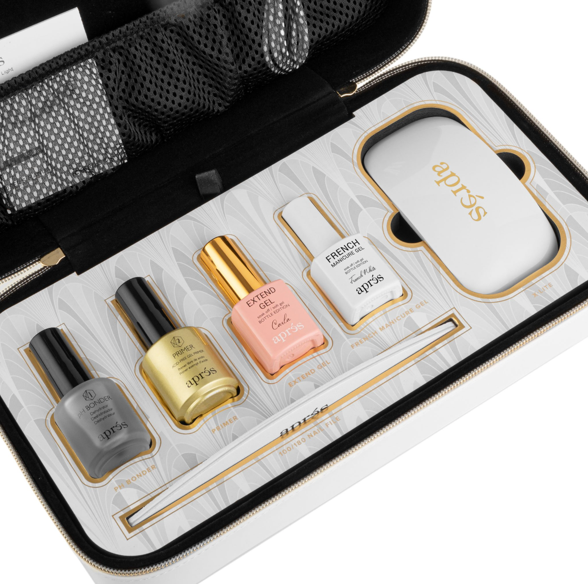 Apres French Manicure Gel-X™ Kit. Kit contents. French manicure kit..