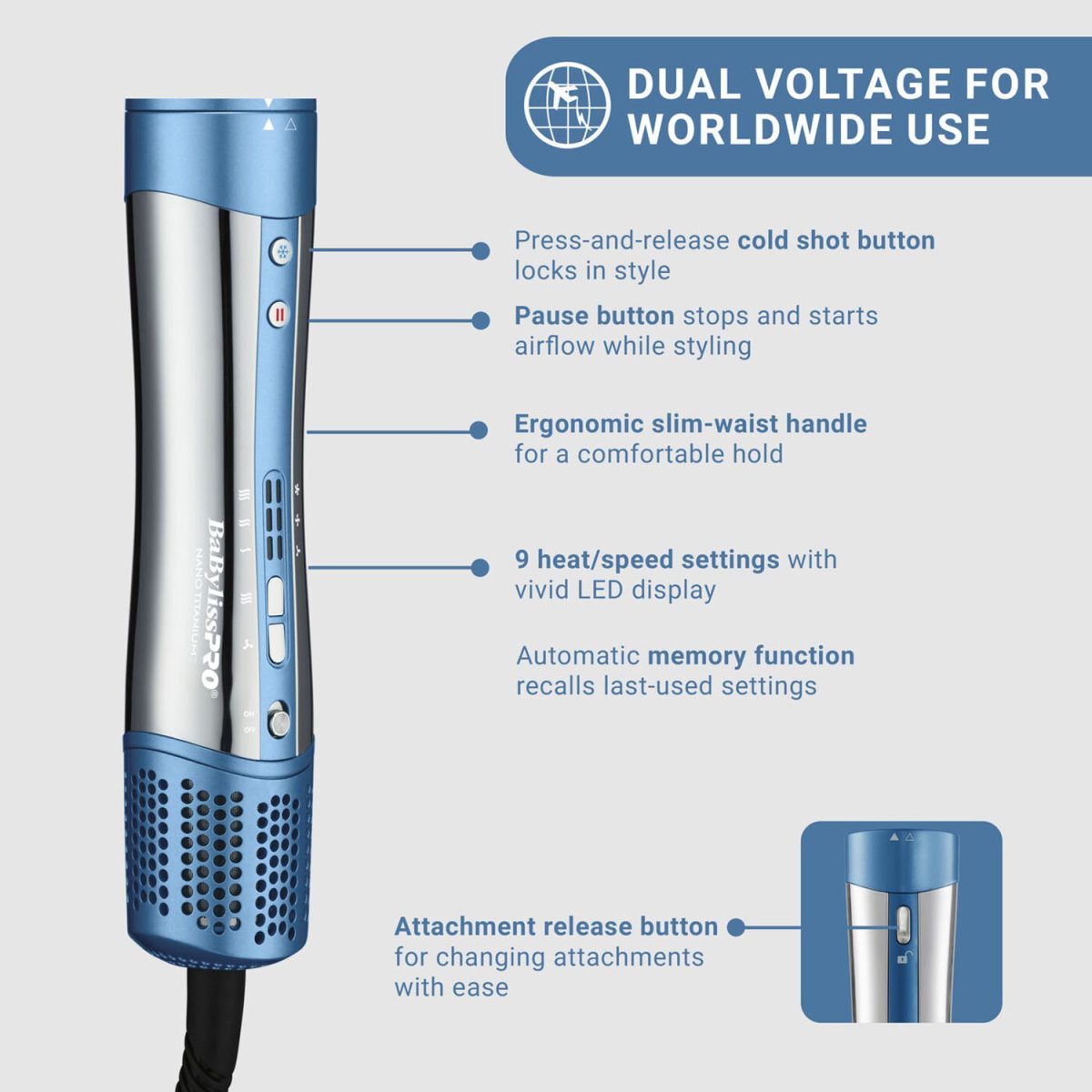 BaBylissPRO Ionic Multi-Styler & Dryer features, details.