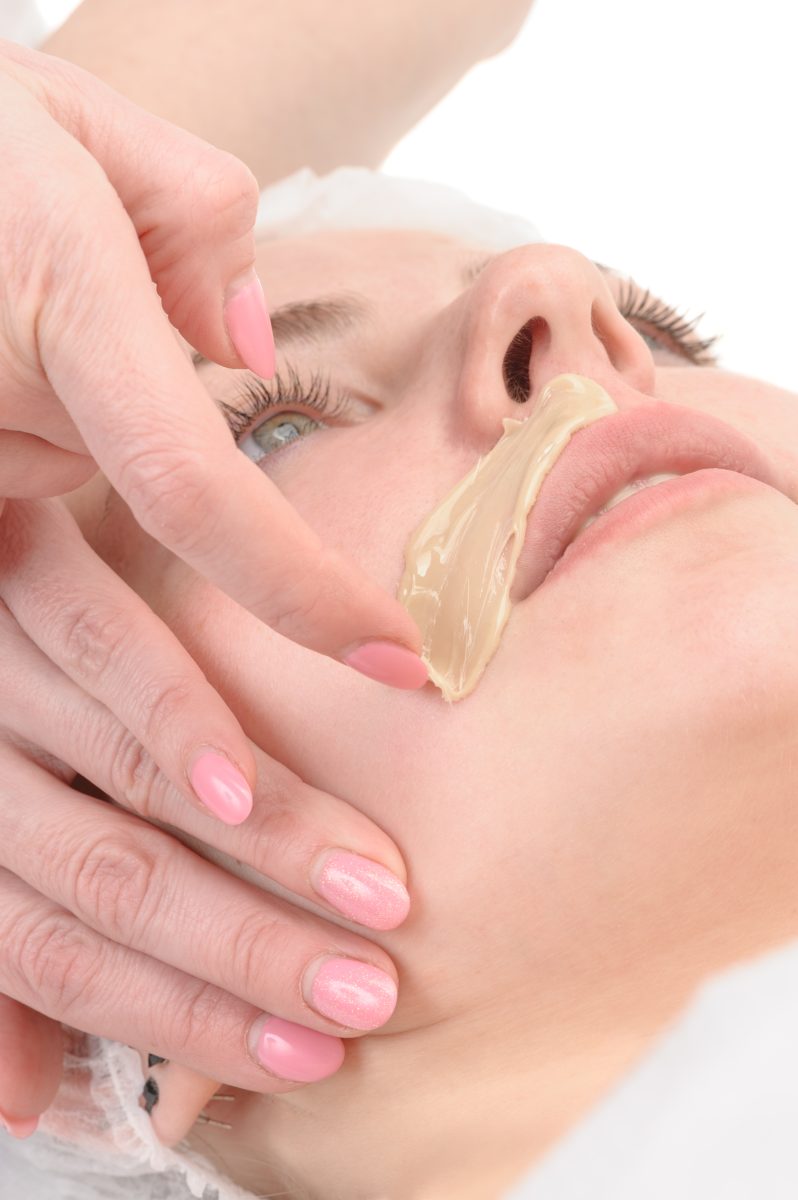 beauty salon, facial hair or mustache depilation, skin treatment and care. facial hair removal. remove facial hair.