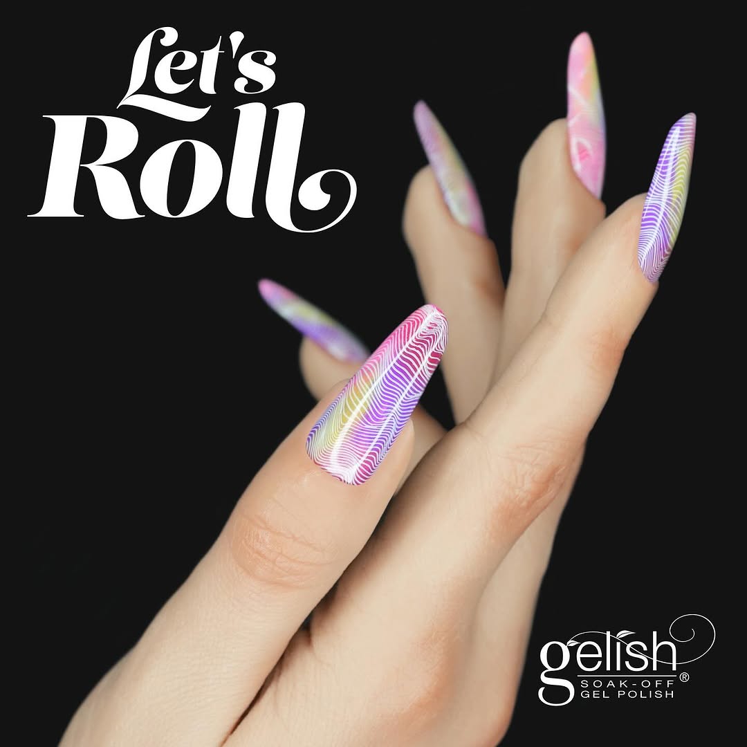Gelish® Let’s Roll will sponging and stamping