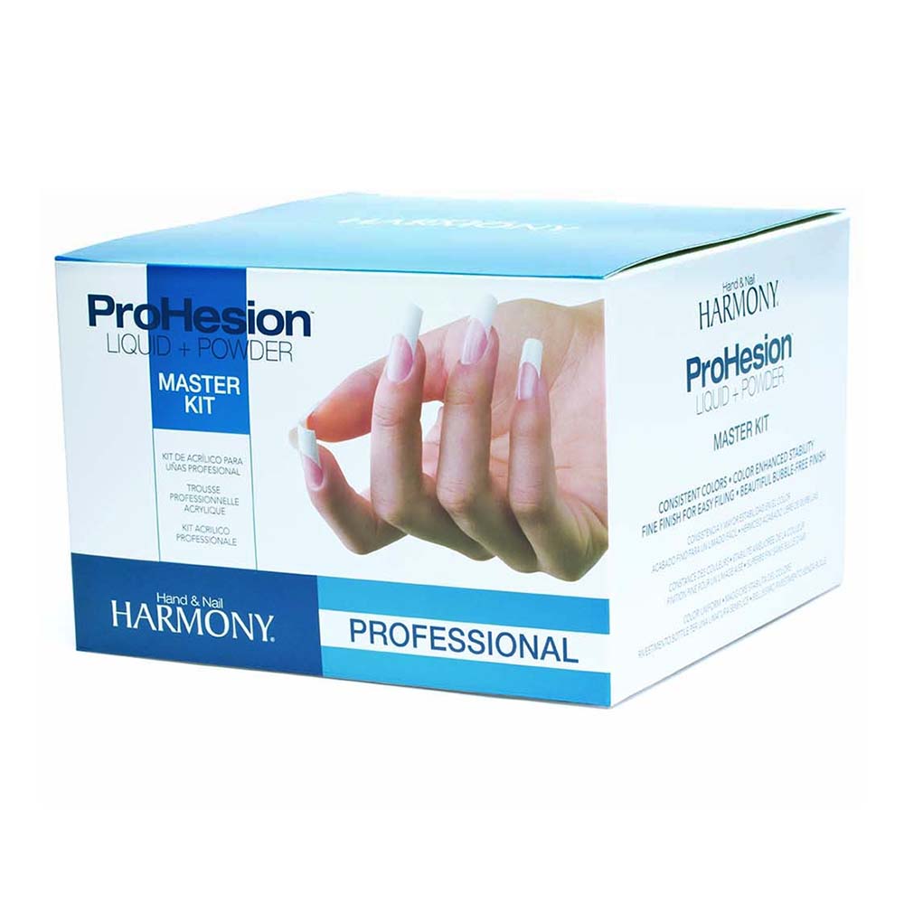 Harmony ProHension Liquid and Powder Master Kit, a top-rated professional acrylic nail system for high-adhesion and bubble-free finishes.