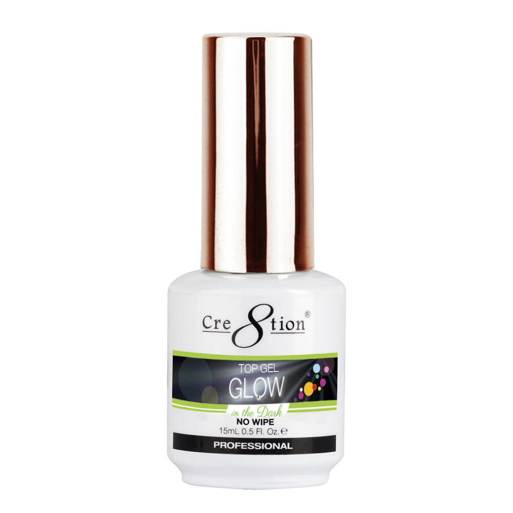 Cre8tion Glow In The Dark Top Coat No Wipe 0.5 oz. Glow in Dark Gel. The Trend That Brings Nails to Life