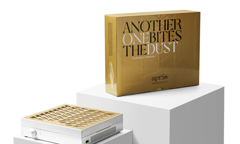 Aprés Nail Dust Collector in white and gold.